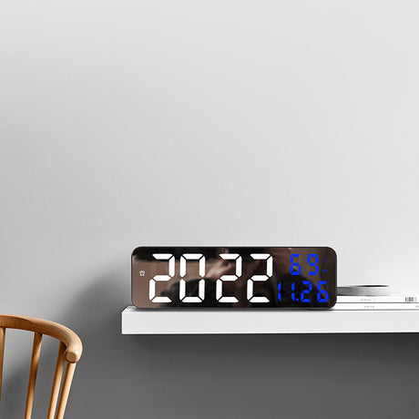 9-Inch Digital Wall Clock: Temp/Humid, Night Mode, Snooze, 12/24H, USB Plug-in LED Alarm Clock - V.I.P Digital Presence
