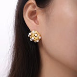Copper Shell Pearl Stud Earrings - V.I.P Digital Presence