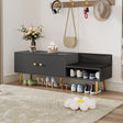 Modern Shoe Storage Bench with Hidden Storage and Upholstered Cushions for Bedside, Living Room and Entryway (Gray) - V.I.P Digital Presence