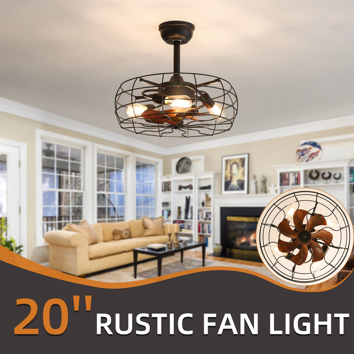 19inch Cage Retro Reiling Fan with Lights - V.I.P Digital Presence