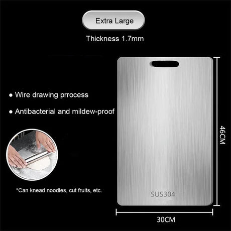 304 Stainless Steel Panel and Chopping Board Kitchen Household Thickened Double Sided Cutting Board Block Kneading Dough Board - V.I.P Digital Presence
