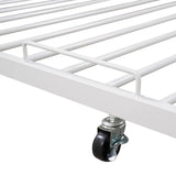 Full Size Metal Platform Bed Frame with Trundle, USB Ports and Slat Support No Box Spring Needed White - V.I.P Digital Presence