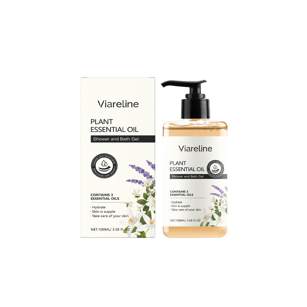 Gel de ducha con fragancia duradera, brillo hidratante, piel suave y delicada.