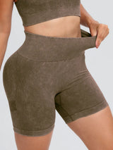 Washed High Waist Active Shorts - V.I.P Digital Presence