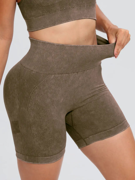 Washed High Waist Active Shorts - V.I.P Digital Presence
