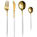Stainless Steel Cutlery Set with Portuguese Gold Spray Painted Steak Knife, Fork, Spoon, and Tea Spoon 4-Piece Gift Pack - V.I.P Digital Presence
