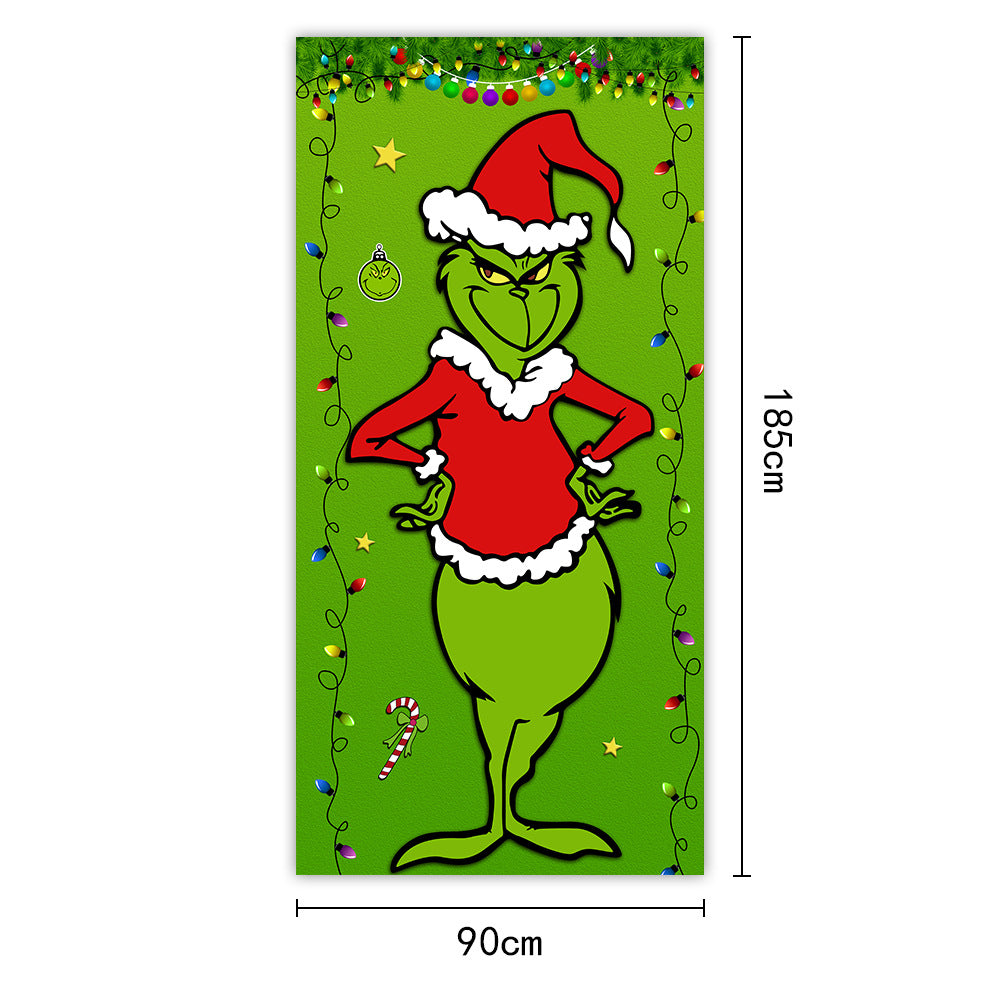 New Christmas Door Curtains, Flags, Outdoor Photography, Santa Claus and Puppies, Background Decoration, Hanging Cloth - V.I.P Digital Presence