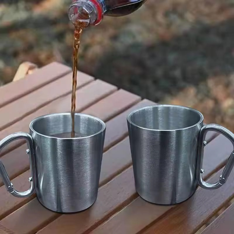 Outdoor mountaineering button, water cup, trip, camping, portable button, 201 stainless steel material - V.I.P Digital Presence