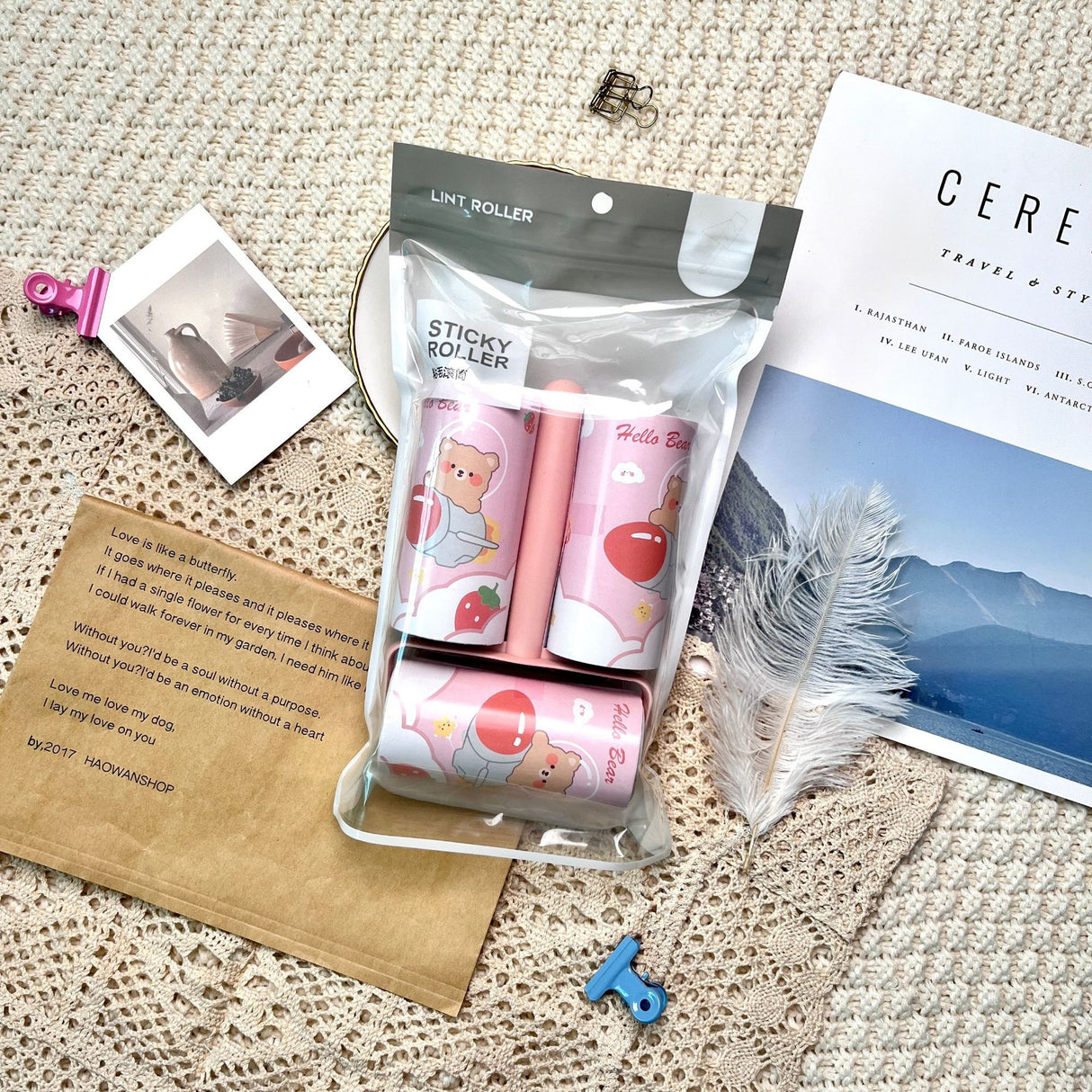 Cartoon pattern lint remover lint roller dust removal paper tearable clothing lint remover - V.I.P Digital Presence