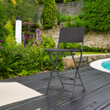 Outdoor Wicker Barstools Faux Rattan Patio Bar Stool Foldable Chair, 2-Pcs Set, Multibrown - V.I.P Digital Presence