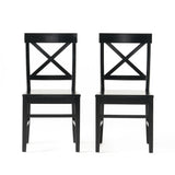 Roshan Farmhouse Acacia Wood Dining Chairs, Black (Set of 2) - V.I.P Digital Presence