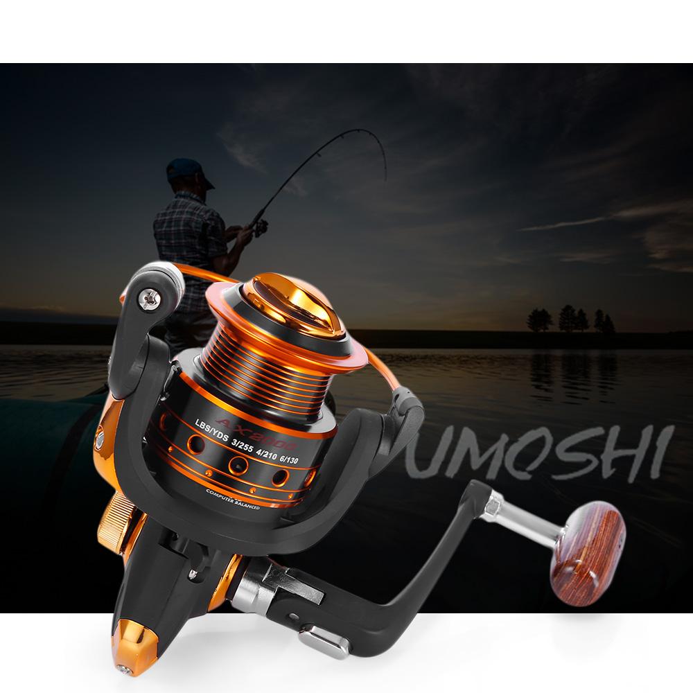Carrete de pesca giratorio Yumoshi 12BB + 1 rodamiento de bolas serie 500-9000 5.5:1 Bobina de metal para carpa