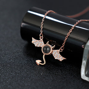 100 languages I love you, projection necklace, female demon, niche European and American design, collarbone chain jewelry - V.I.P Digital Presence
