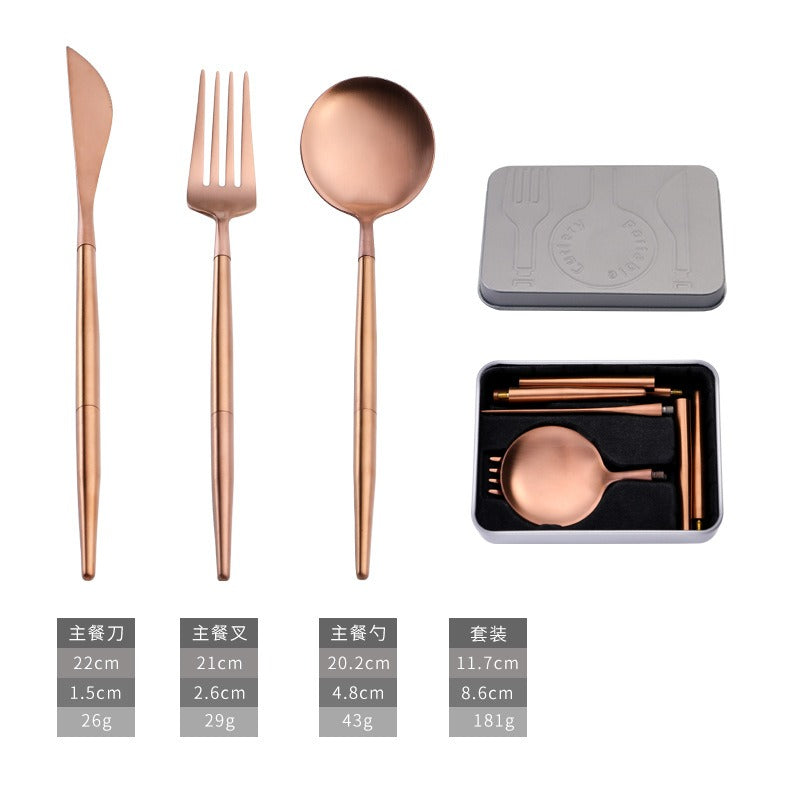 304 stainless steel portable tableware steak knife fork spoon chopsticks detachable folding tableware set - V.I.P Digital Presence