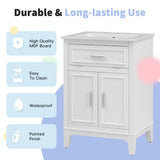 24" Bathroom Vanity with Sink, Bathroom Vanity Cabinet with One Flip Drawer and Doors, Solid Wood and MDF, White - V.I.P Digital Presence