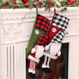 Christmas Day Decoration Red Black White Grid Faceless Forester Christmas Socks Dwarf Hanging Doll Candy Gift Bag - V.I.P Digital Presence