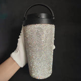 Diamond inlaid vacuum stainless steel coffee cup creative handle insulated cup vacuum portable car cup - V.I.P Digital Presence