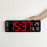 Wall Clock Digital Large LED Wall Mounted Remote Remote Control Date Week Temperature Clock Dual Alarms Gym Big Wall Clock - V.I.P Digital Presence