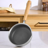 Stainless steel flat bottomed frying pan, non stick pan, deepening multifunctional mini frying pan for steak and eggs, small fry - V.I.P Digital Presence
