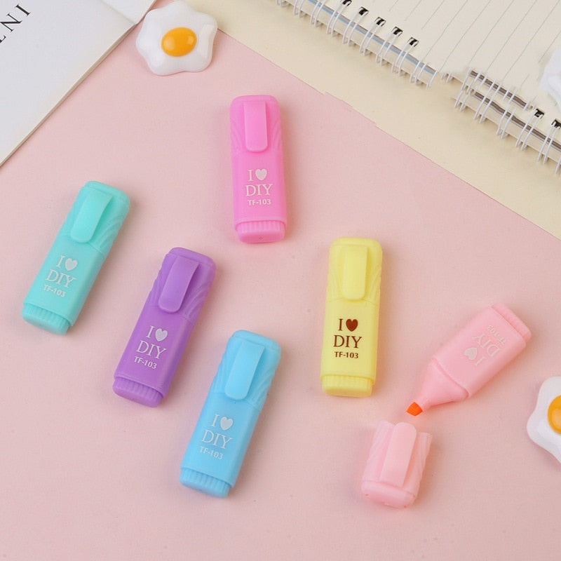 1 mini resaltador bonito con dibujos animados, marcador de pintura, material de papelería para la escuela y la oficina, cápsula de vitaminas Kawaii divertida.