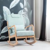 Rocking Chair Upholstered Fabric Rocking Armchair Indoor with High Backrest Glider Chairs and Lumbar Pillow for Living Room - V.I.P Digital Presence