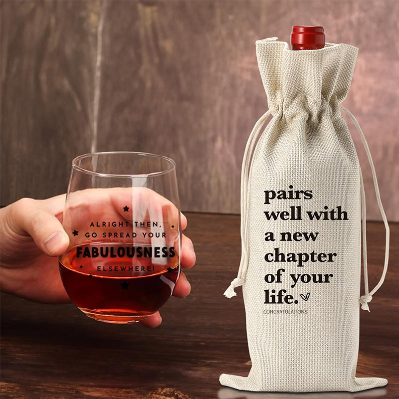 Red Wine Bag for Retirement Celebration: Party Wine Packaging Bag, Imitation Linen Drawstring Pouch, Gift Bag - V.I.P Digital Presence