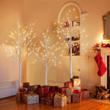 Artificial birch tree with light, 4FT 48 LED/5FT 72 LED/6FT 96 LED, with warm white light, indoor and outdoor decoration - V.I.P Digital Presence