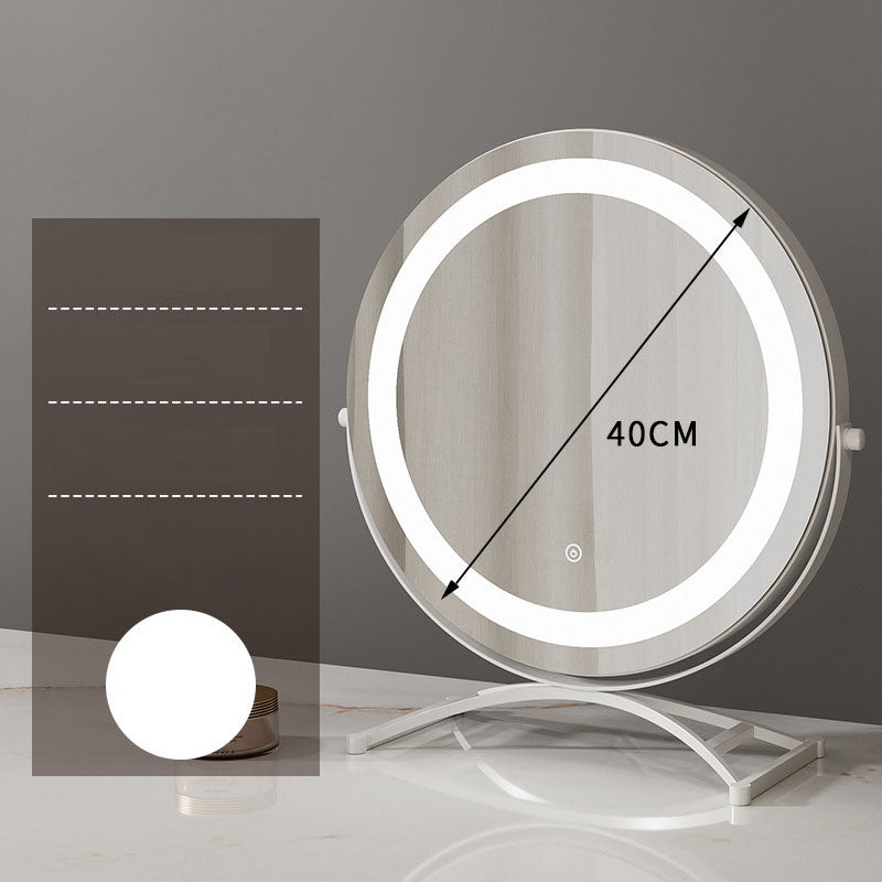 Round black dressing table makeup mirror desktop LED light - V.I.P Digital Presence