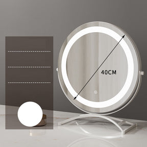 Round black dressing table makeup mirror desktop LED light - V.I.P Digital Presence