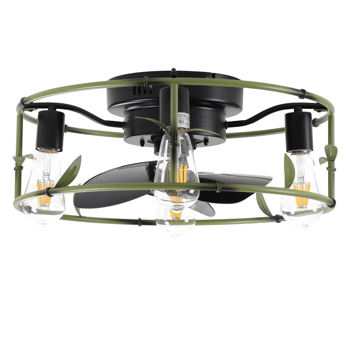Flush Mount Ceiling Fans with Lights and Remote Control green Caged Low Profile Ceiling Fan Modern Metal Ceiling fanfor - V.I.P Digital Presence