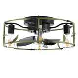 Flush Mount Ceiling Fans with Lights and Remote Control green Caged Low Profile Ceiling Fan Modern Metal Ceiling fanfor - V.I.P Digital Presence