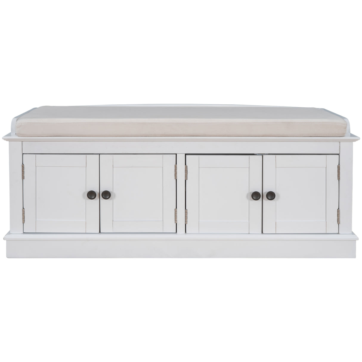 TREXM storage table with 4 adjustable doors and shelves, detachable padded shoe stand (white) - V.I.P Digital Presence