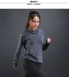 Autumn Thin Women Running T Shirts Gym Fitness Long Sleeves Sweatshirts Quick Dry Training Breathable Hood Sports Yoga Clothing - V.I.P Digital Presence