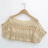 Fashionable and Sexy  Style Women's Round Neck Crochet Top with Loose Fit - V.I.P Digital Presence
