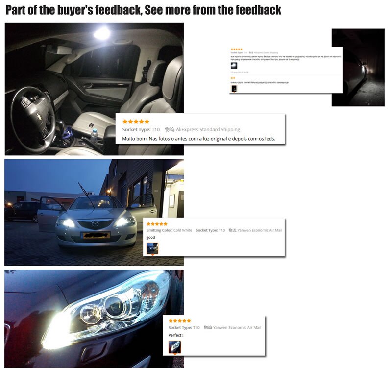 4Pcs W5W 10-7020 SMD Car T10 LED 194 168 Wedge Replacement Reverse Instrument Panel Lamp White Blue Bulbs For Clearance Lights - V.I.P Digital Presence