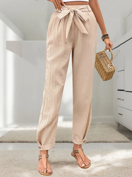 Tied High Waist Pants - V.I.P Digital Presence