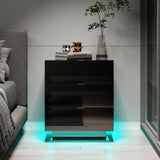 Nightstand with 3 Storage Drawers,Led Lights, End Table for Bedroom Furniture - V.I.P Digital Presence