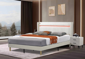 LED light with remote control and color changing at the head of the bed. The bed is firm and stable and easy to assemble - V.I.P Digital Presence