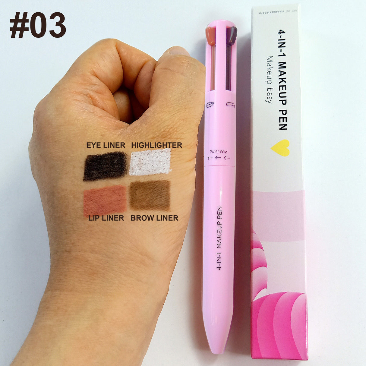 4 In 1 Eyebrow Pencil Waterproof Drawing Eye Brow Makeup Pen Long-Wear Eyeliner Eyebrow Highlighter Stick Makeup Cosmetic Tool - V.I.P Digital Presence