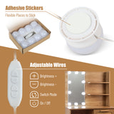 Vanity Desk Set Stool & Dressing Table with LED Lighting Mirror Drawer and Wood Cosmetic Table Chest of Drawers Nature Color - V.I.P Digital Presence