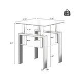 1-Piece Modern Tempered Glass Tea Table Coffee Table End Table, Square Table for Living Room, Transparent/Black - V.I.P Digital Presence