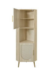 Corner cabinet ,Rattan door,Freestanding Corner Tables For Small Spaces, Corner Shelf Stand For Living Room, Kitchen, Bathroom - V.I.P Digital Presence