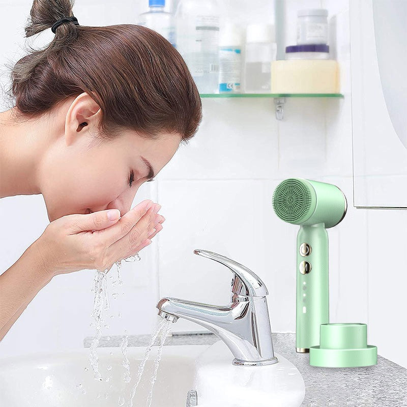 6-In-1 Hot And Cold Facial Cleanser Display Cleansing Brush Ultrasonic Facial Cleanser Pore Cleaning Silicone Beauty Instrument - V.I.P Digital Presence