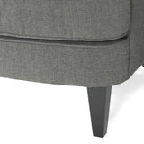 Modern grey fabric club chair and Ottoman set, stylish cushioned armchair, paired with Ottoman style - V.I.P Digital Presence