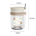 Glass oatmeal breakfast cup home milk cup with spoon bowl water cup with coffee cup - V.I.P Digital Presence