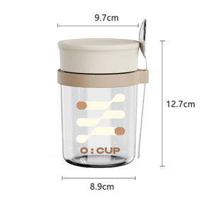 Glass oatmeal breakfast cup home milk cup with spoon bowl water cup with coffee cup - V.I.P Digital Presence