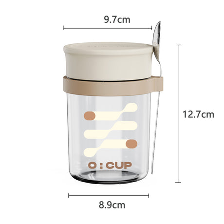 Glass oatmeal breakfast cup home milk cup with spoon bowl water cup with coffee cup - V.I.P Digital Presence
