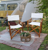 Folding Chair Wooden Director Chair Canvas Folding Chair Folding Chair 2pcs/set populus + Canvas (Color : White) - V.I.P Digital Presence