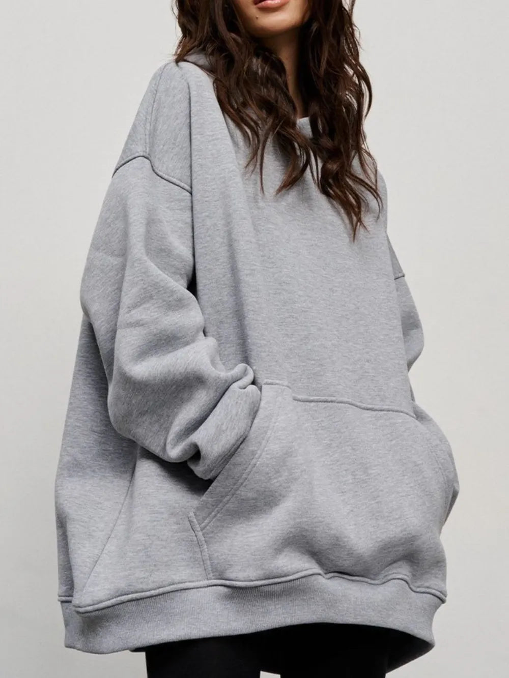 Pocketed Dropped Shoulder Long Sleeve Hoodie - V.I.P Digital Presence