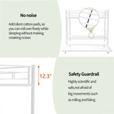 Heavy-duty Sturdy Meta Twin over Twin with Trundle Bunk Bed/l/ Noise Reduced/ Safety Guardrail/No Box Spring Needed,White - V.I.P Digital Presence